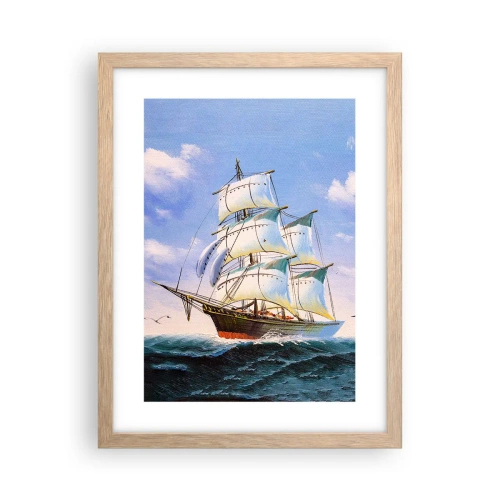 Póster en marco roble claro - Orgulloso con el viento - 30x40 cm