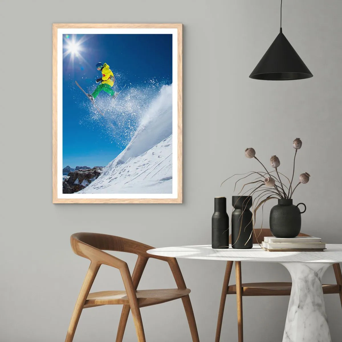 Póster en marco roble claro - Bailando con las montañas - 61x91 cm