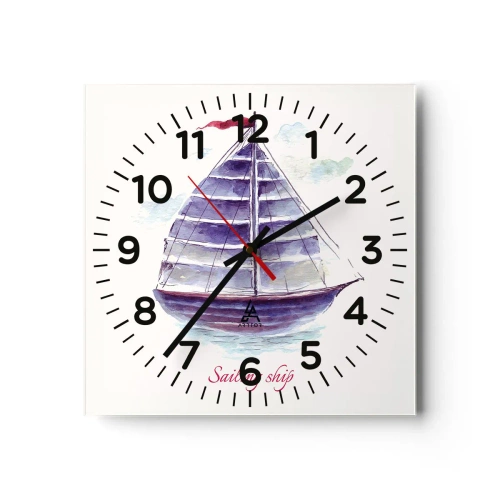 Reloj de pared - Reloj de vidrio - Velas izadas y aguas tranquilas - 30x30 cm
