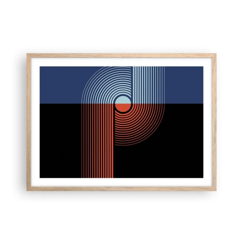 Póster en marco roble claro - En un abrazo geométrico - 70x50 cm