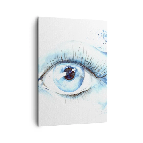 Cuadro sobre lienzo - Impresión de Imagen - Acuarela artística de un ojo con una onda dinámica. - 50x70cm - Sumérgete en el azul de tu mirada - Decoración de pared moderna para salón y dormitorio ARTTOR