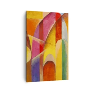 Cuadro sobre lienzo - Impresión de Imagen - Una composición abstracta llena de formas geométricas coloridas. - 80x120cm - Catedral del sol - Decoración de pared moderna para salón y dormitorio ARTTOR