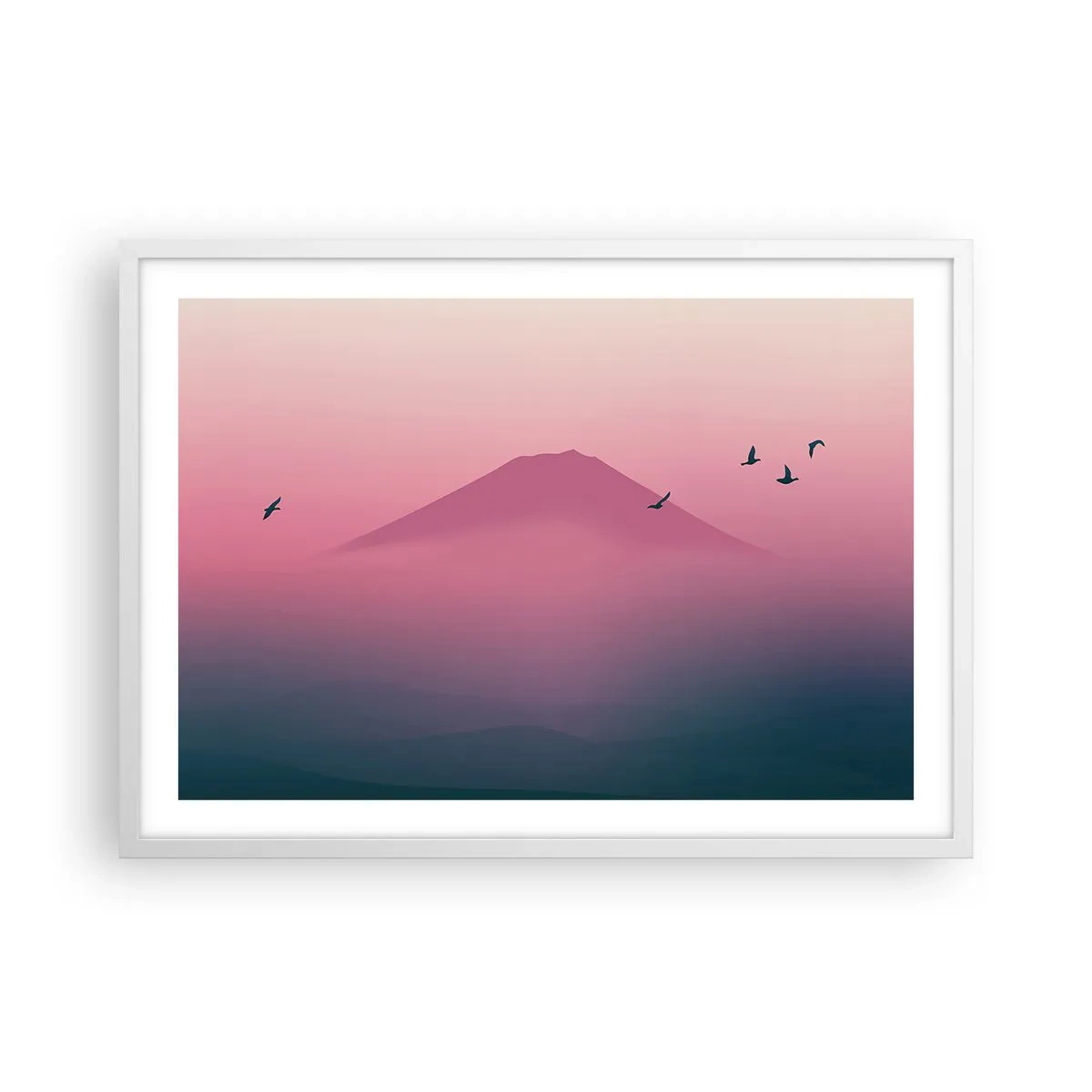 Póster en marco blanco - Sobre las nubes - 70x50 cm