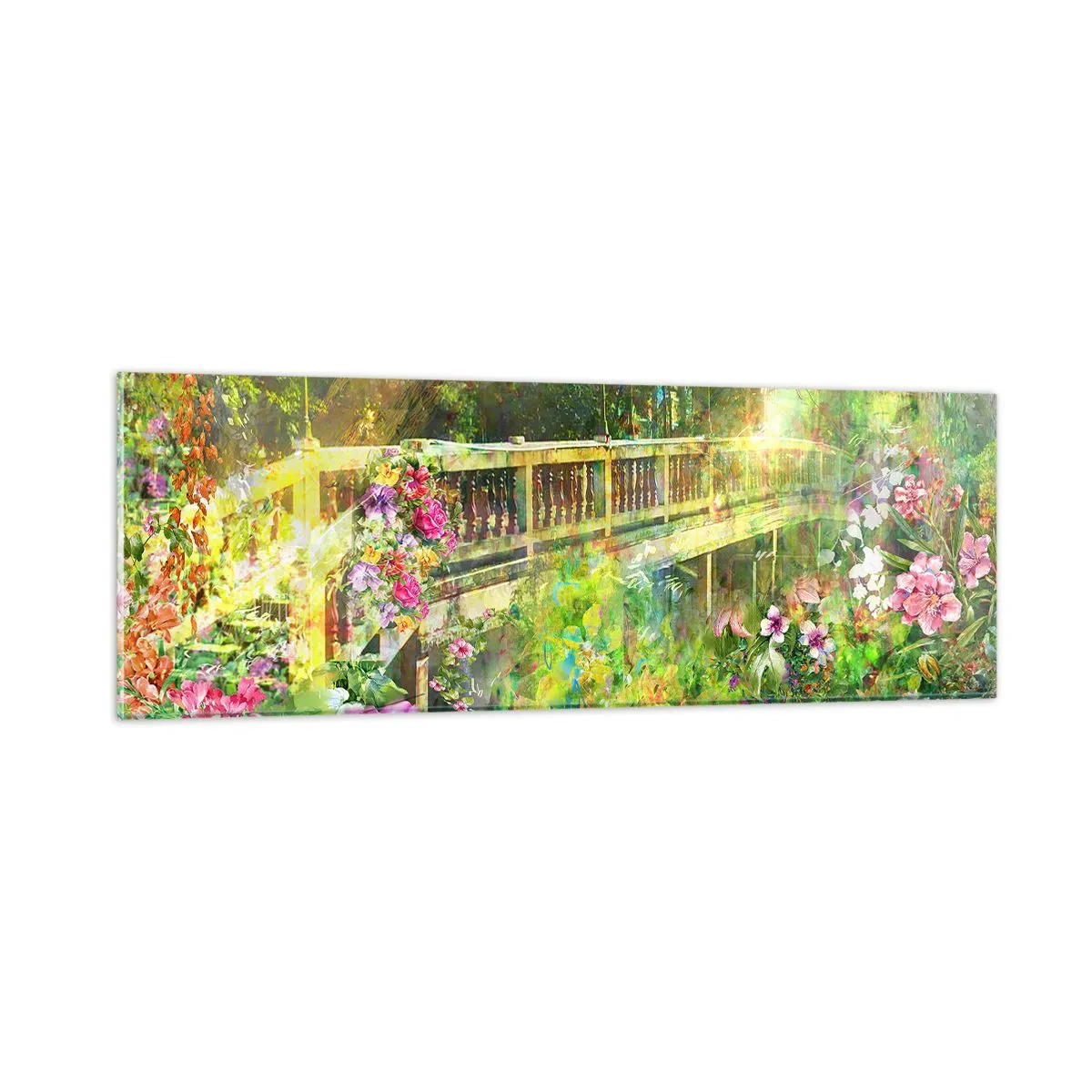 Cuadro sobre vidrio - Impresiones sobre Vidrio - Un puente de suspiros de primavera - 90x30 cm