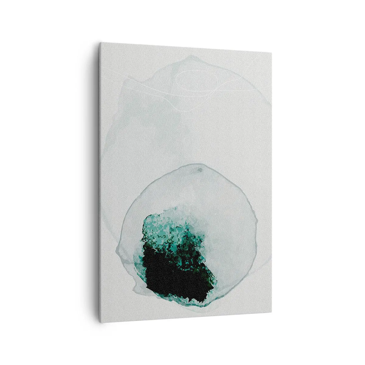 Cuadro sobre lienzo - Impresión de Imagen - Gota de agua abstracta con tonos de verde y negro. - 70x100cm - En una gota de agua - Decoración de pared moderna para salón y dormitorio ARTTOR