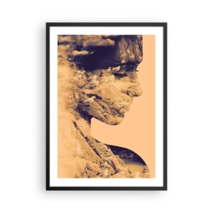 Póster en marco negro - Retrato con paisaje en estilo de doble exposición - 50x70cm - Hermosa por naturaleza - Decoración de pared moderna para salón y dormitorio ARTTOR