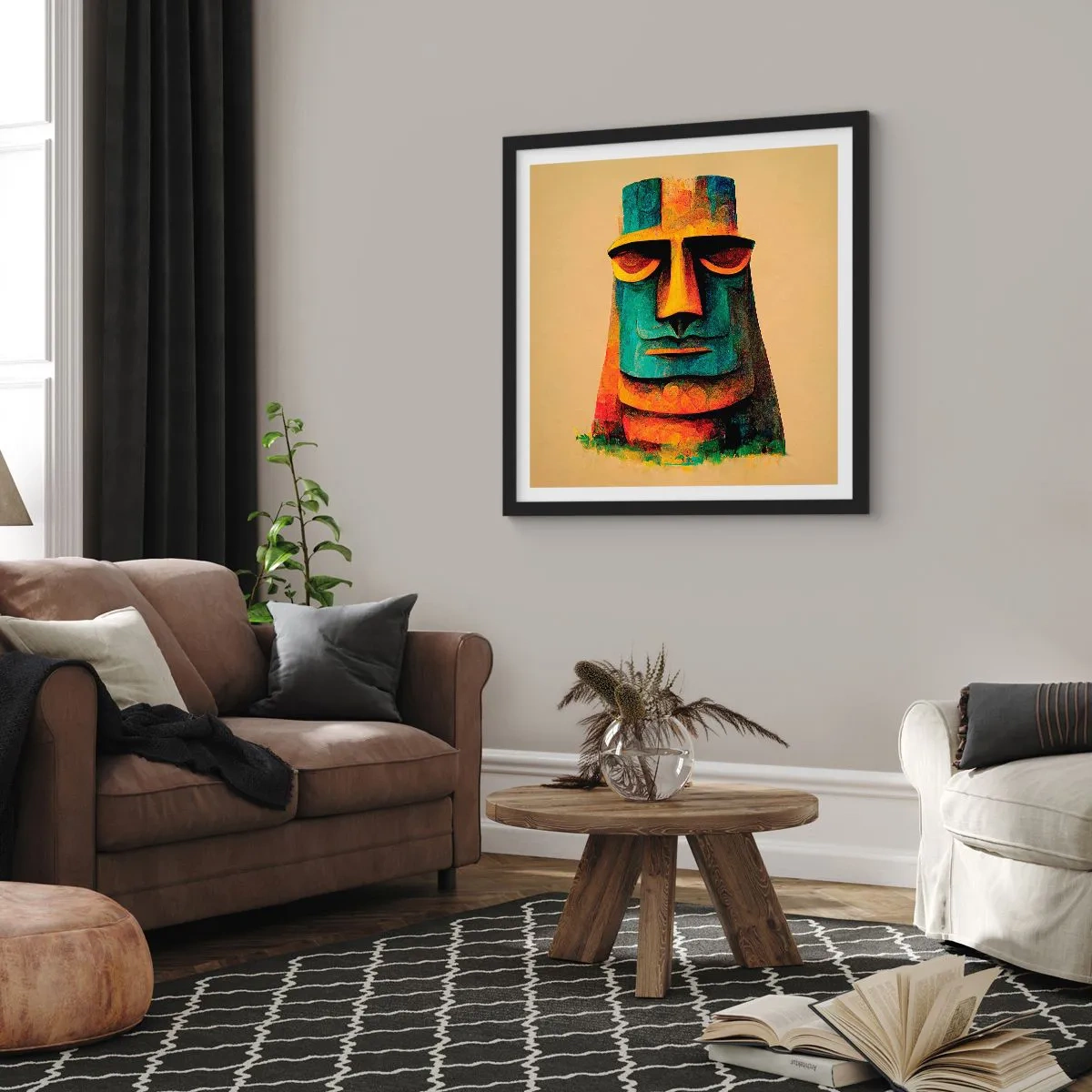Póster en marco negro - Escultural, pero simpática - 30x30 cm