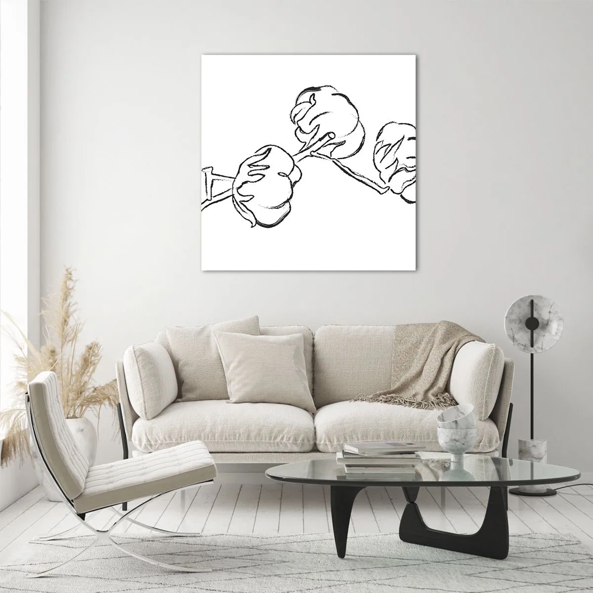 Cuadro sobre vidrio - Impresiones sobre Vidrio - Plumón de algodón - 70x70 cm