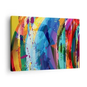 Cuadro sobre lienzo - Impresión de Imagen - Abstracción colorida en patrones y formas dinámicas. - 70x50cm - Vértigo de colores - Decoración de pared moderna para salón y dormitorio ARTTOR
