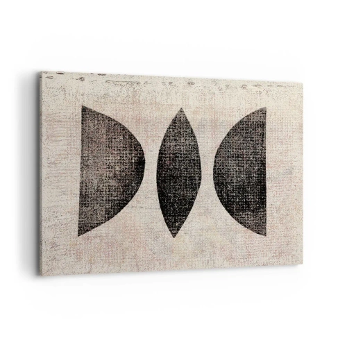 Cuadro sobre lienzo - Impresión de Imagen - Formas étnicas en tonos oscuros sobre un fondo claro. - 100x70cm - Abstracción étnica - Decoración de pared moderna para salón y dormitorio ARTTOR