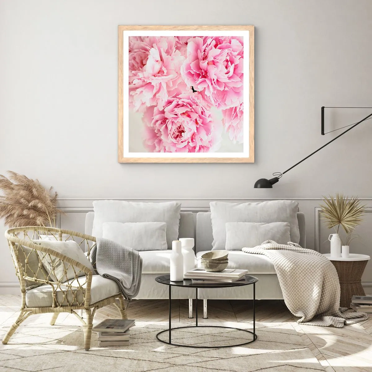 Póster en marco roble claro - En el esplendor del rosa - 30x30 cm