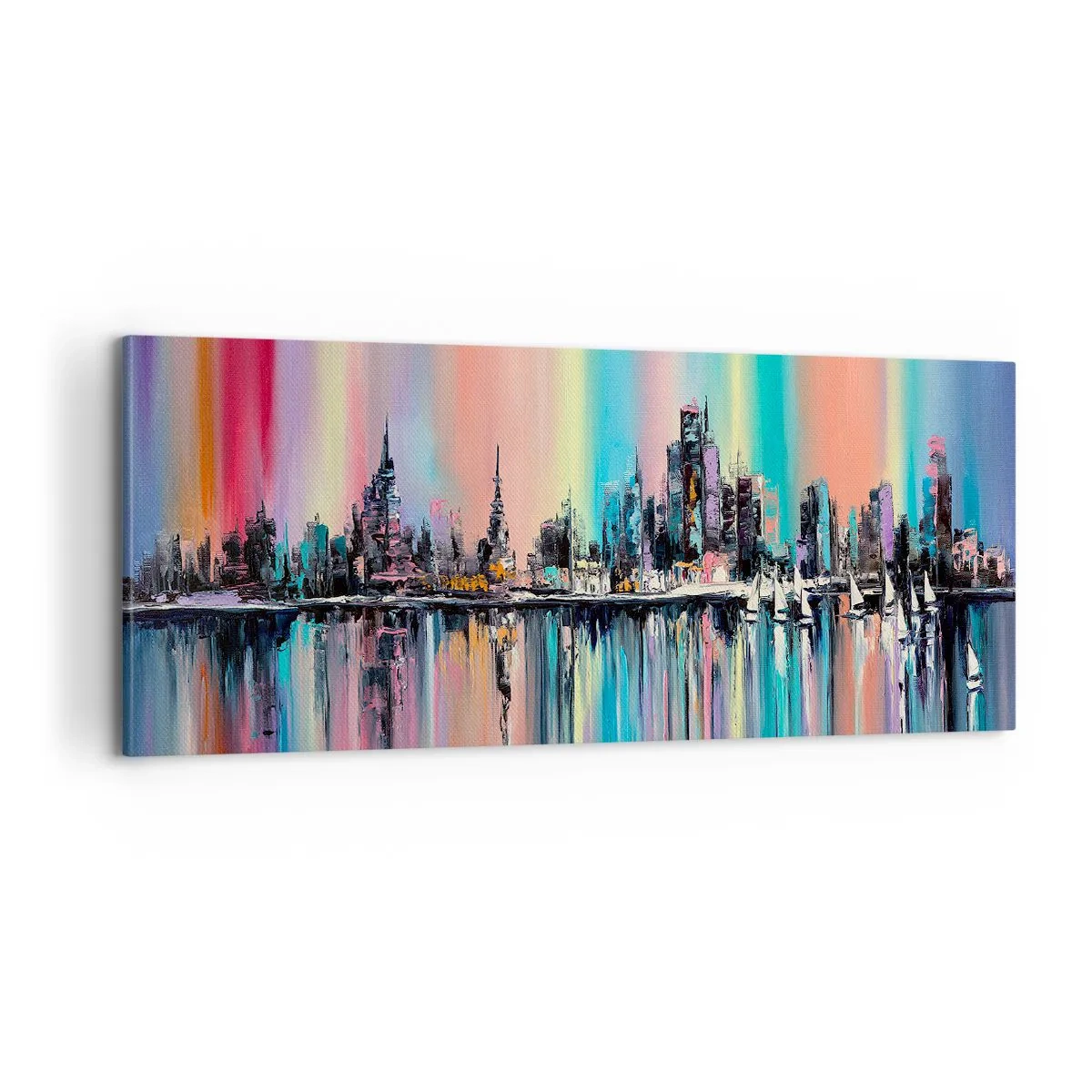 Cuadro sobre lienzo - Impresión de Imagen - Flota con la luz de la noche - 100x40 cm