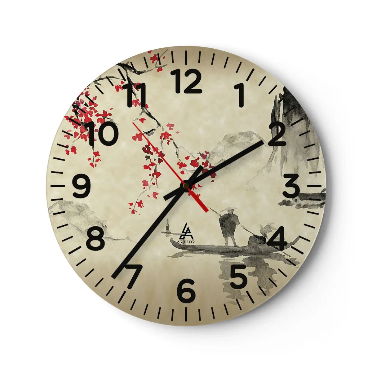 Reloj de pared - Reloj de vidrio - En el país de los cerezos en flor - 30x30 cm