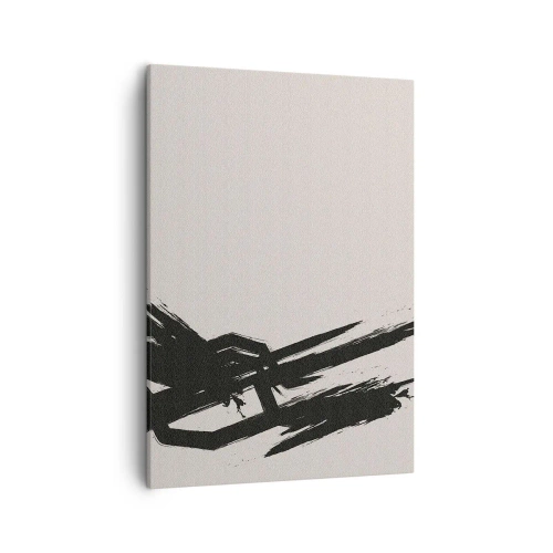 Cuadro sobre lienzo - Impresión de Imagen - Pinceladas dinámicas en negro sobre un fondo claro - 50x70cm - Impulso imparable - Decoración de pared moderna para salón y dormitorio ARTTOR