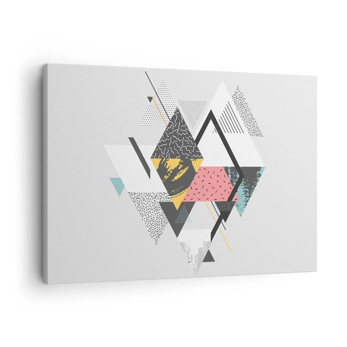 Cuadro sobre lienzo - Impresión de Imagen - Patrones geométricos sobre un fondo claro - 70x50cm - Una variación del triángulo y el rombo - Decoración de pared moderna para salón y dormitorio ARTTOR