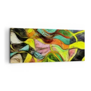 Cuadro sobre lienzo - Impresión de Imagen - Una composición abstracta con manchas de colores y líneas dinámicas. - 120x50cm - El movimiento es la vida - Decoración de pared moderna para salón y dormitorio ARTTOR