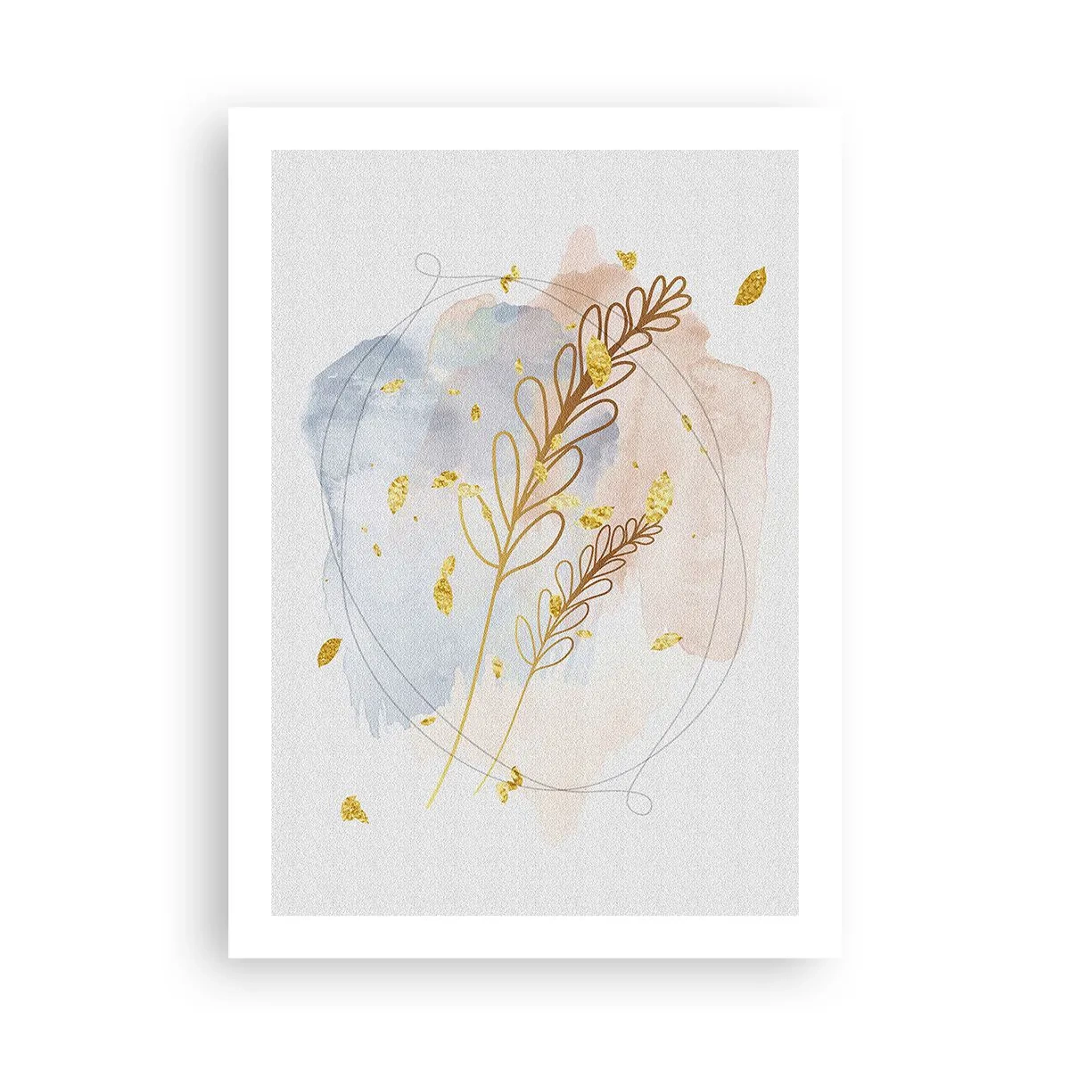 Póster - Una delicada composición botánica con detalles dorados. - 50x70cm - Ráfaga dorada - Decoración de pared moderna para salón y dormitorio ARTTOR