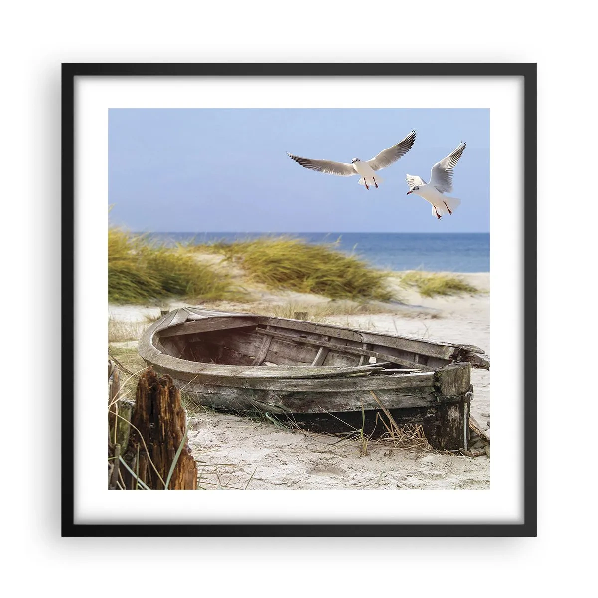 Póster en marco negro - Bañada por el viento - 50x50 cm