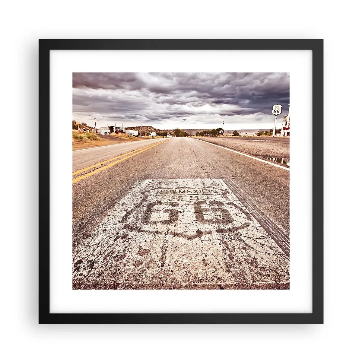 Póster en marco negro - Mother Road: una leyenda americana - 40x40 cm