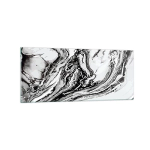 Cuadro sobre vidrio - Impresiones sobre Vidrio - Patrón de mármol abstracto en blanco y negro - 120x50cm - Al principio existía el caos - Decoración de pared moderna para salón y dormitorio ARTTOR