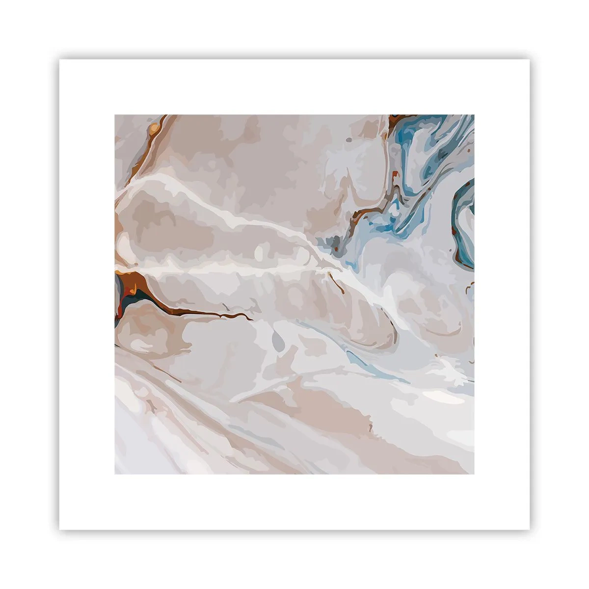 Póster - El azul serpentea por el blanco - 30x30 cm