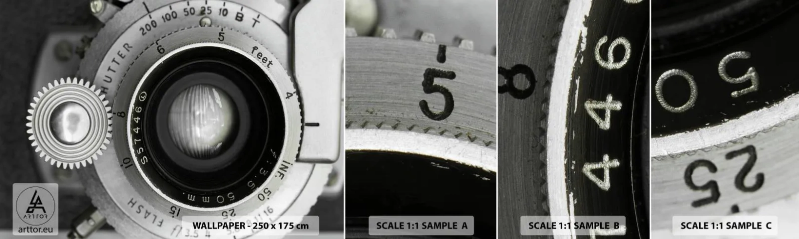 Muestra De Fotomural Standard Eco - Una historia de Hollywood - Cámara, En blanco y negro, Vintage - 100x30 cm
