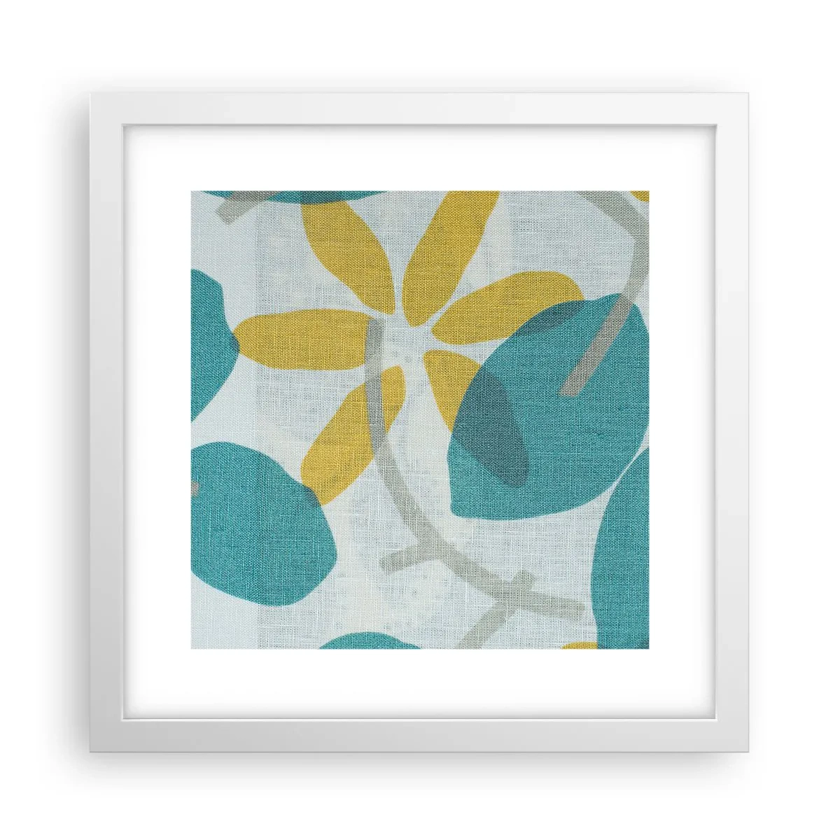 Póster en marco blanco - Entre hojas azules - 30x30 cm
