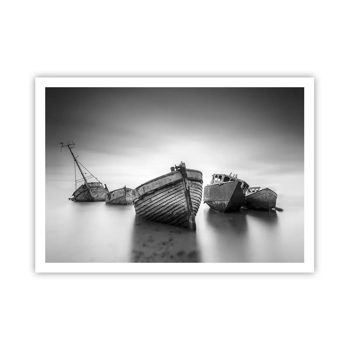 Póster - Barcos abandonados en aguas tranquilas - 100x70cm - Ahora solo quedan los recuerdos... - Decoración de pared moderna para salón y dormitorio ARTTOR