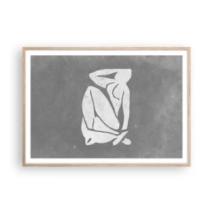 Póster en marco roble claro - En sus pensamientos - 100x70 cm
