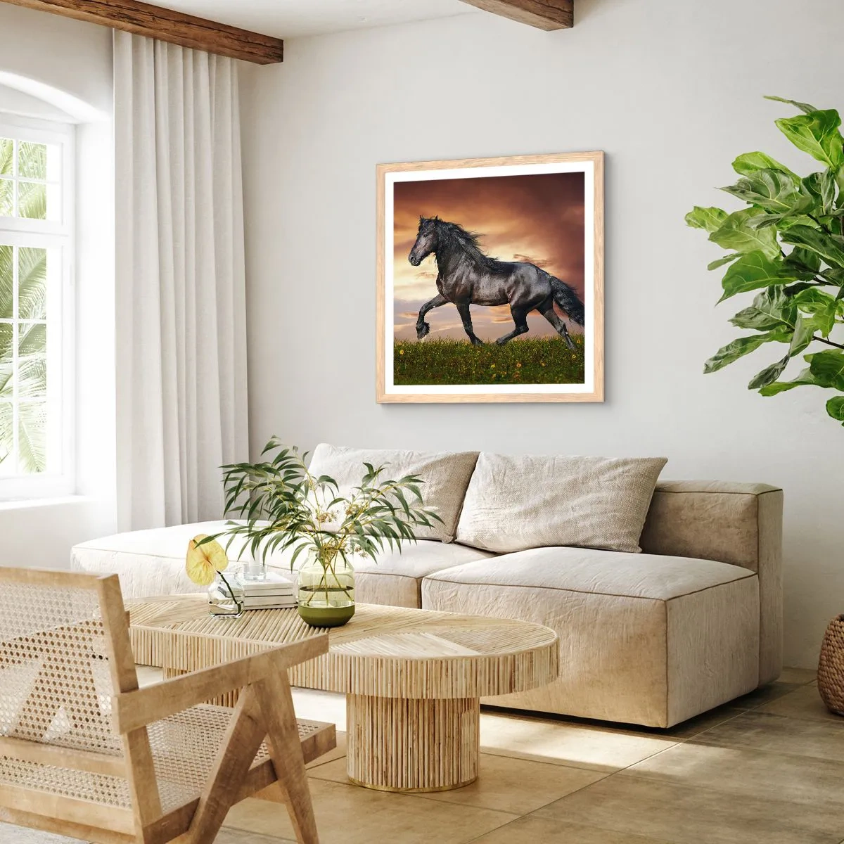 Póster en marco roble claro - Príncipe negro - 50x50 cm