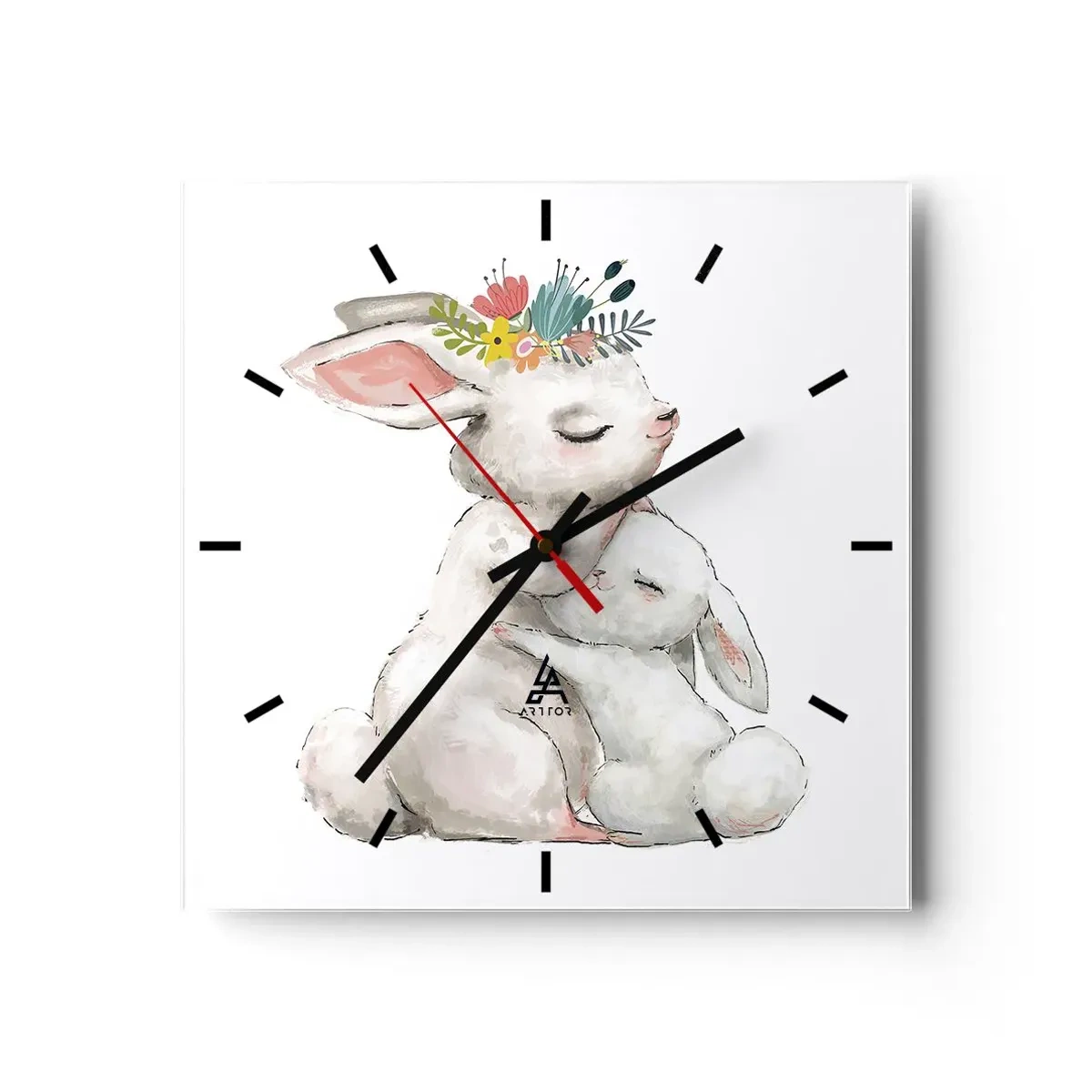 Reloj de pared - Reloj de vidrio - En ningún lugar mejor que con mamá - 40x40 cm
