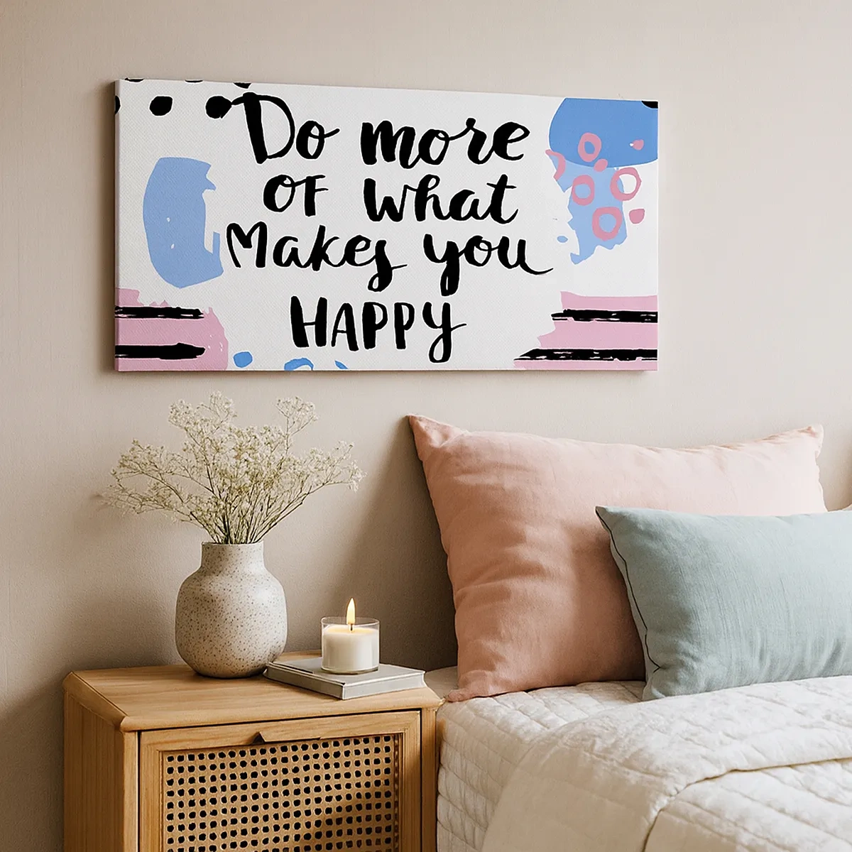 Cuadro sobre lienzo - Impresión de Imagen - Cómo ser feliz - 30x30 cm