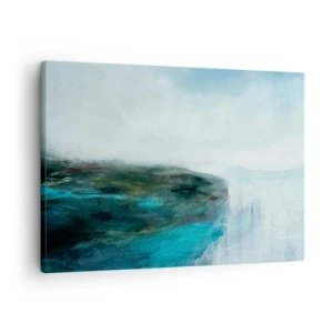 Cuadro sobre lienzo - Impresión de Imagen - Paisaje abstracto en tonos turquesa y gris. - 70x50cm - Abstracción marina - Decoración de pared moderna para salón y dormitorio ARTTOR