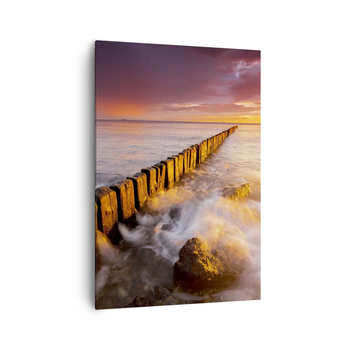 Cuadro sobre lienzo - Impresión de Imagen - Un paisaje pintoresco junto al mar al atardecer. - 70x100cm - La dulzura de las olas - Decoración de pared moderna para salón y dormitorio ARTTOR