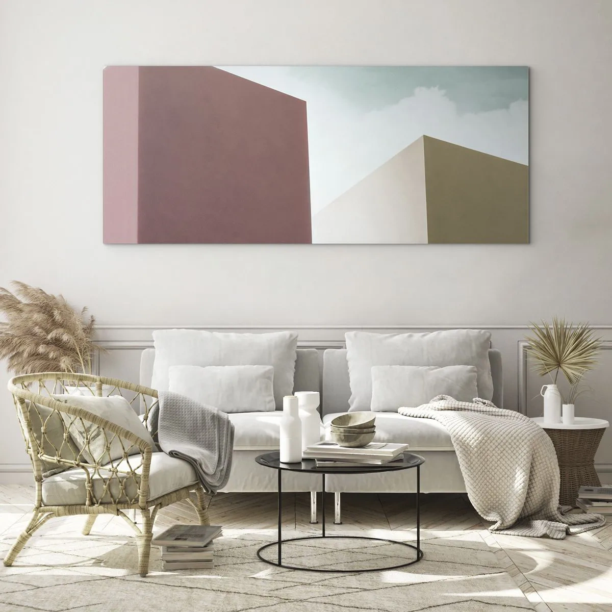 Cuadro sobre vidrio - Impresiones sobre Vidrio - Geometría de un verano soleado - 100x40 cm