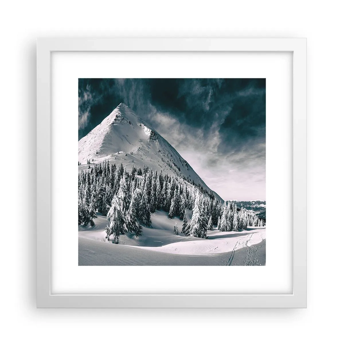 Póster en marco blanco - Tierra de nieve y hielo - 30x30 cm