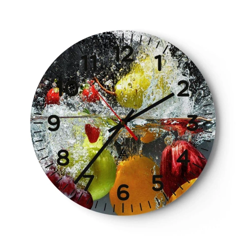 Reloj de pared - Reloj de vidrio - Refresco afrutado - 30x30 cm