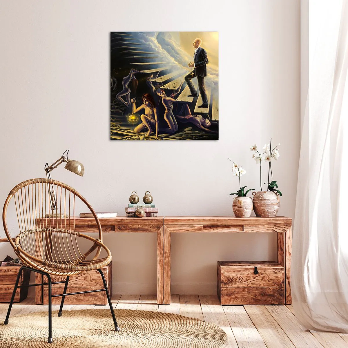 Cuadro sobre lienzo - Impresión de Imagen - Dantesco viaje hacia la luz - 70x70 cm