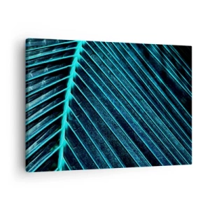 Cuadro sobre lienzo - Impresión de Imagen - Fotografía macro de una hoja en tonos turquesa y azul marino. - 70x50cm - La textura del verde - Decoración de pared moderna para salón y dormitorio ARTTOR