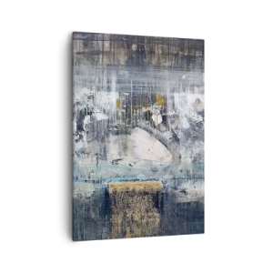 Cuadro sobre lienzo - Impresión de Imagen - Composición abstracta en tonos fríos - 50x70cm - Hielo abstracto - Decoración de pared moderna para salón y dormitorio ARTTOR