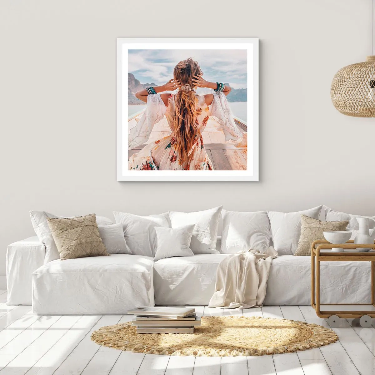 Póster en marco blanco - Rumbo a la felicidad - 50x50 cm