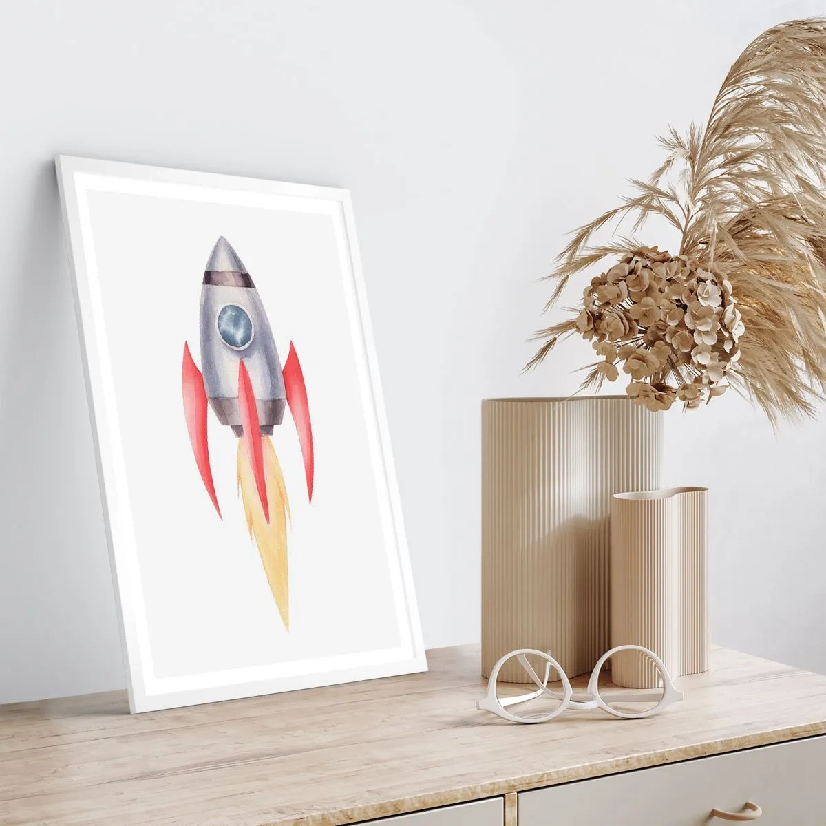 Póster en marco blanco - Más alto, más rápido, más lejos - 50x70 cm