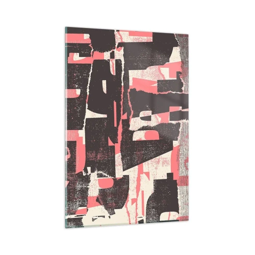 Cuadro sobre vidrio - Impresiones sobre Vidrio - Una composición abstracta en tonos rosa y marrón. - 80x120cm - Todo el ajetreo - Decoración de pared moderna para salón y dormitorio ARTTOR