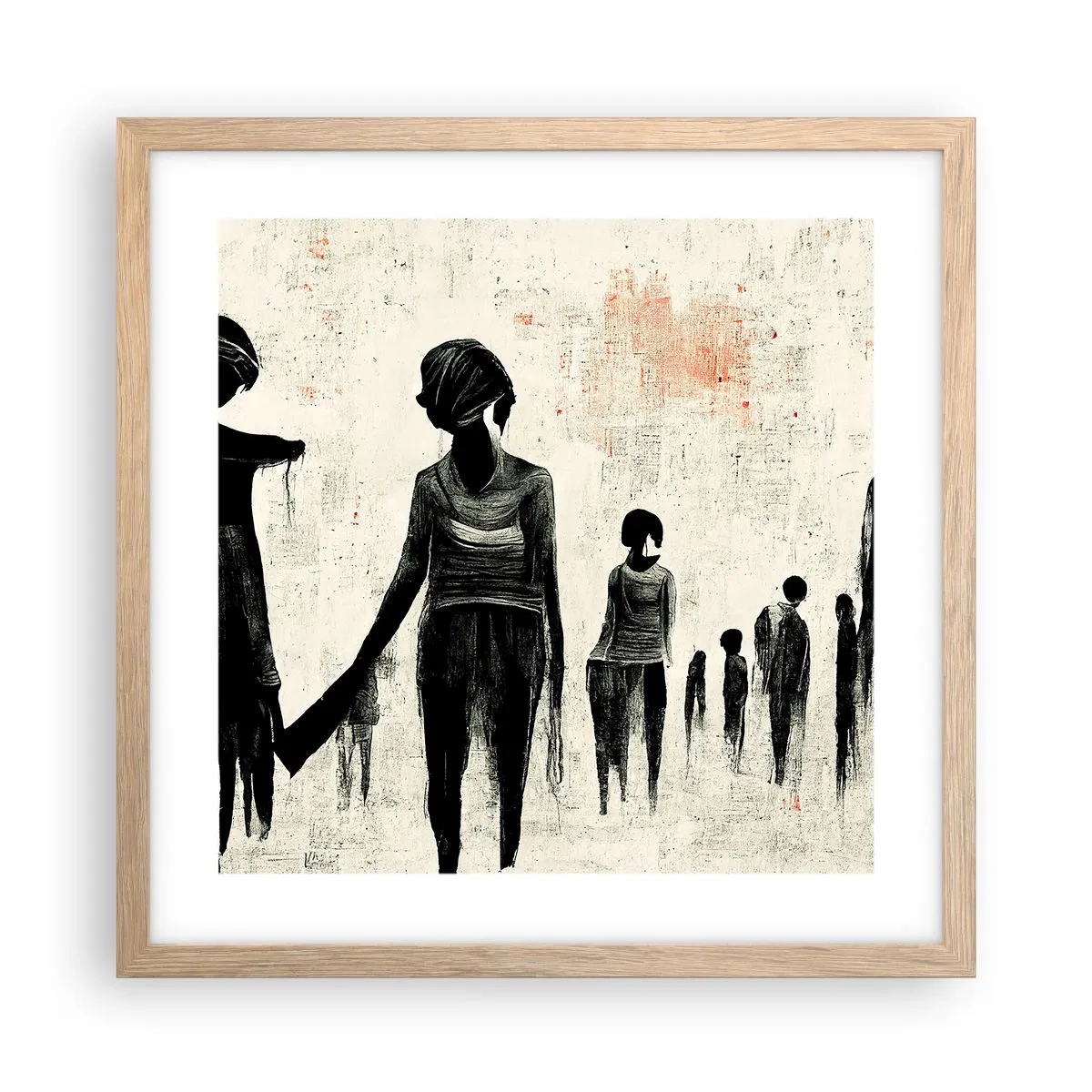Póster en marco roble claro - Contra la soledad - 40x40 cm