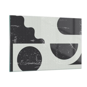 Cuadro sobre vidrio - Impresiones sobre Vidrio - Gráficos geométricos abstractos con abrasiones - 120x80cm - Composición arriba y abajo - Decoración de pared moderna para salón y dormitorio ARTTOR