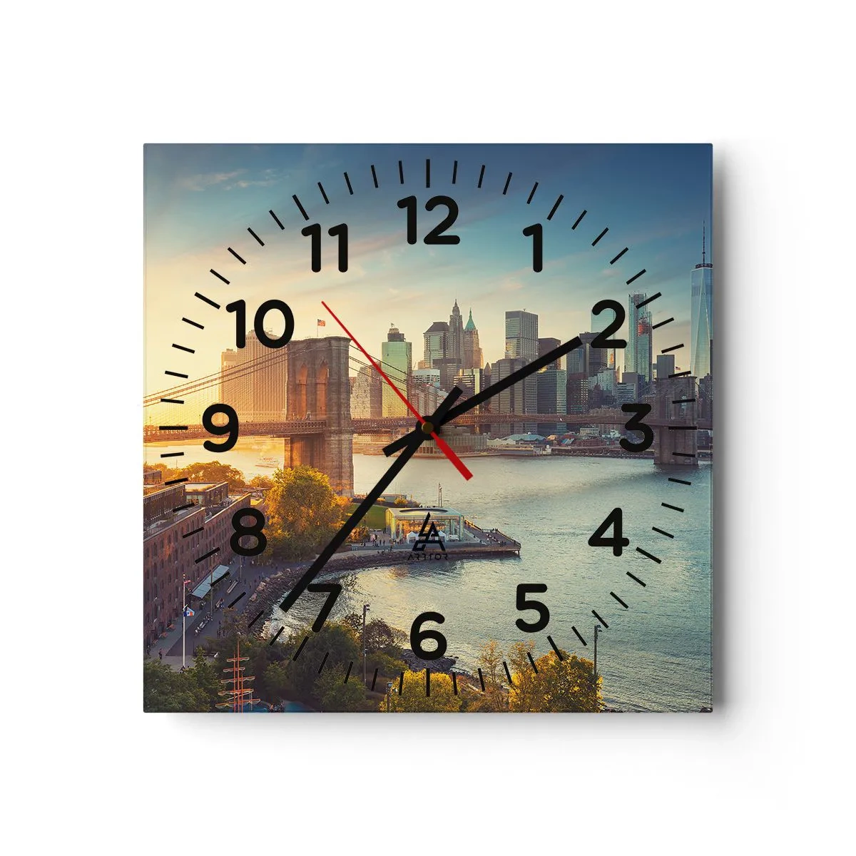 Reloj de pared - Reloj de vidrio - El amanecer de la gran ciudad - 30x30 cm