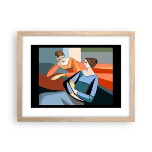 Póster en marco roble claro - Un momento de confidencias - 40x30 cm