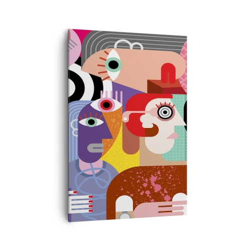 Cuadro sobre lienzo - Impresión de Imagen - Abstracción colorida con caras geométricas. - 70x100cm - Estilo Picasso - Decoración de pared moderna para salón y dormitorio ARTTOR