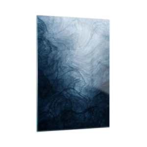 Cuadro sobre vidrio - Impresiones sobre Vidrio - Profundidad abstracta en tonos azul marino y gris. - 50x70cm - En las profundidades - Decoración de pared moderna para salón y dormitorio ARTTOR