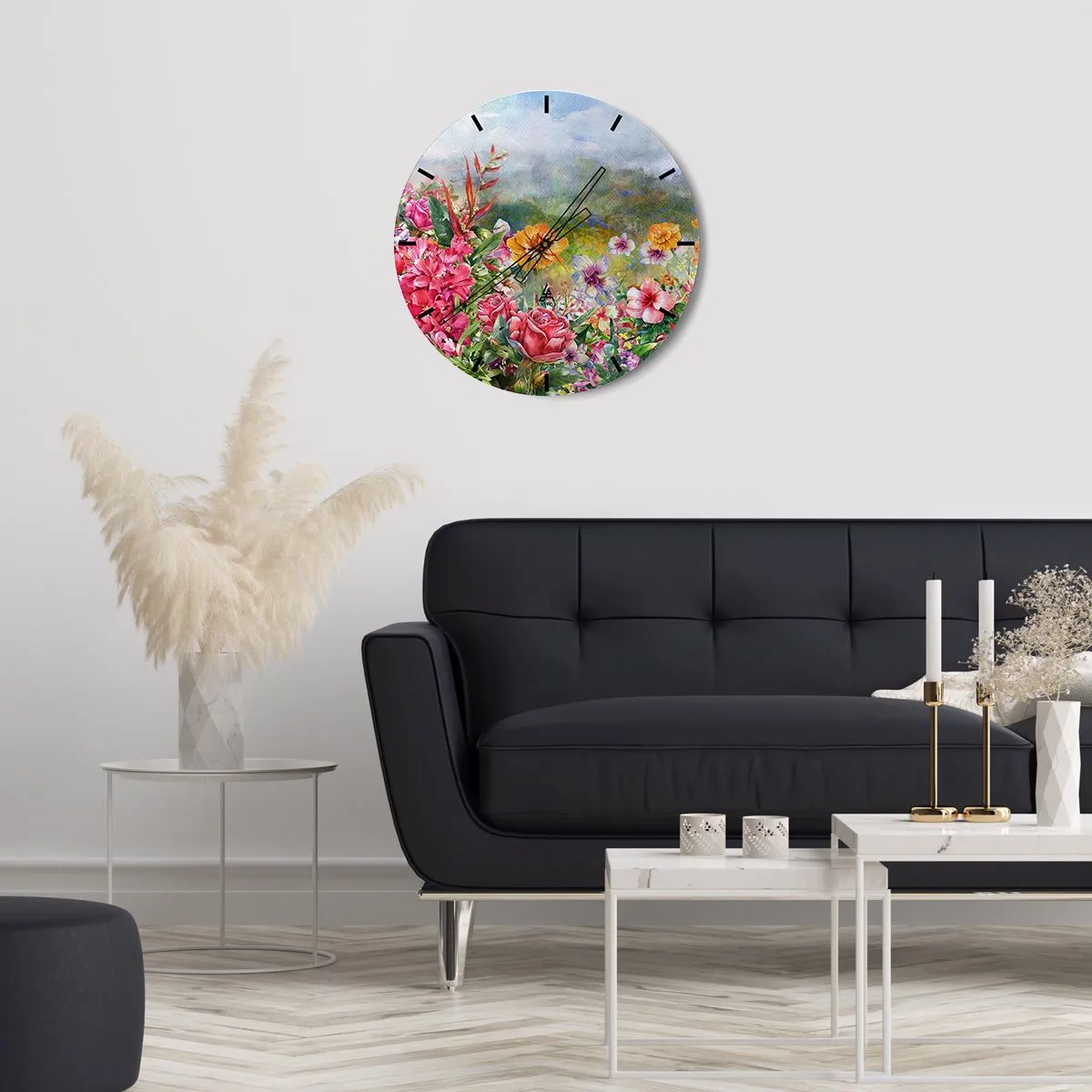 Reloj de pared - Reloj de vidrio - Un jardín enloquecido - 30x30 cm